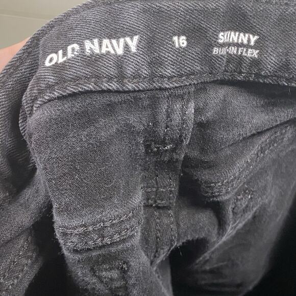 Old Navy Jeans Youth Size 16 Skinny Built In Flex Black Adjustable Stretch Denim - Picture 3 of 5